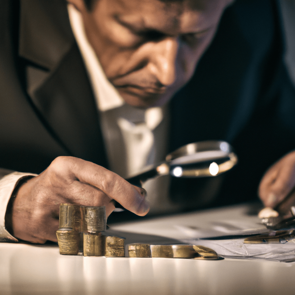 A photo of a businessman analyzing corporate bonds, considering the potential risks and rewards. Canon 100 mm f/2.8 lens. No text.. Sigma 85 mm f/1.4. No text.