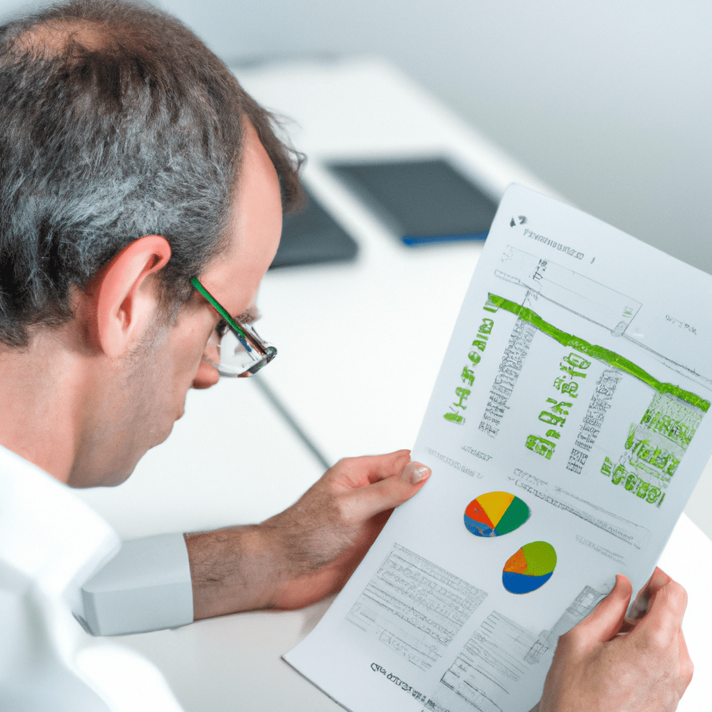 [Man analyzing interest rate charts in an office]. Sigma 85 mm f/1.4. No text.