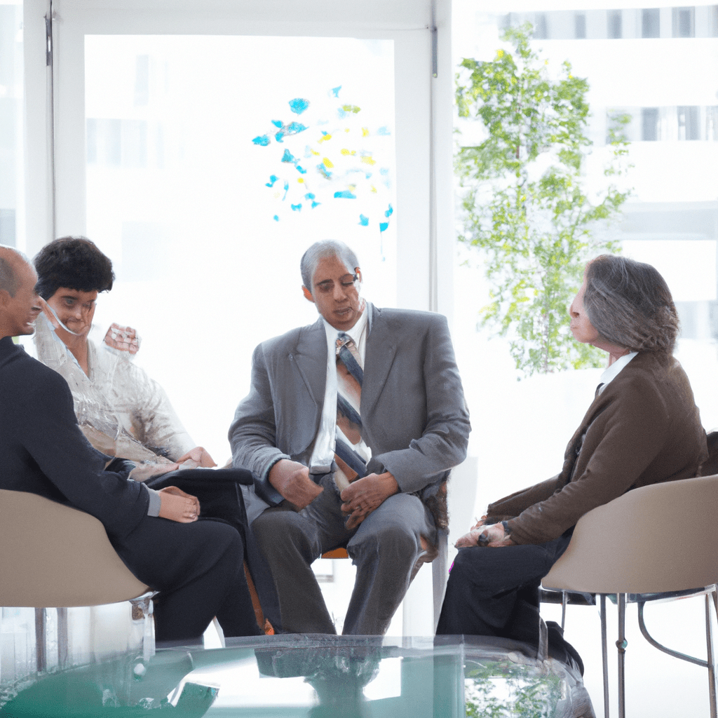 2 - A photo of a diverse group of investors discussing the benefits and risks of bond investments. Shot on Sigma 85mm f/1.4.. Sigma 85 mm f/1.4. No text.
