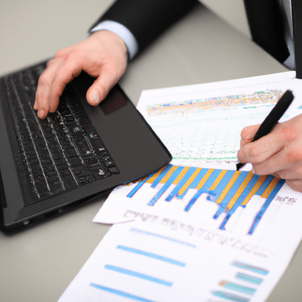 2 - A photo of a financial analyst studying market trends and economic data for bond investments.. Sigma 85 mm f/1.4. No text.