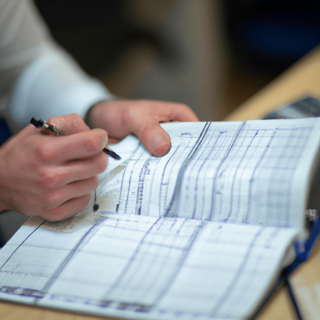 A picture of a financial analyst using a dluhopisový investiční kalendář to plan their bond investments. Sigma 85 mm f/1.4. No text.. Sigma 85 mm f/1.4. No text.
