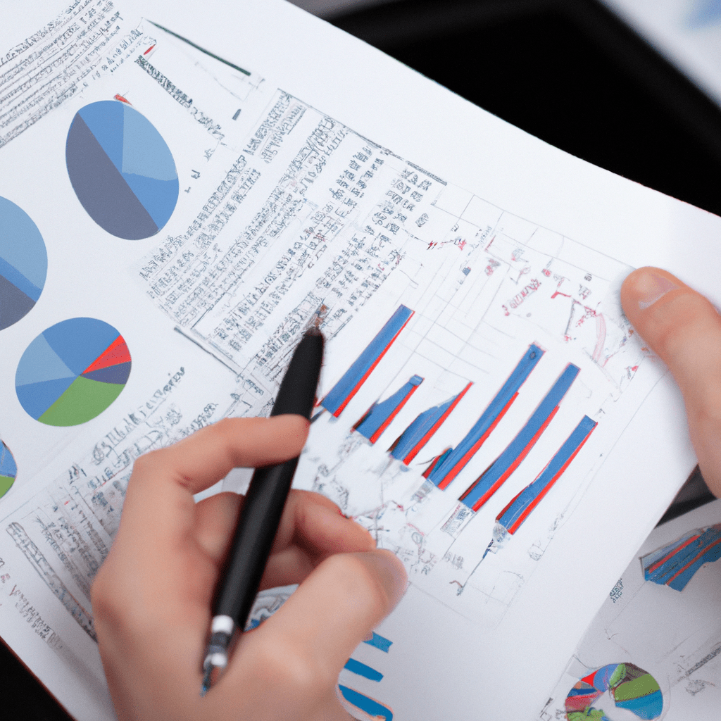 A photo of a person carefully analyzing various financial charts and graphs before making an investment decision. Canon 50 mm f/1.8. No text.. Sigma 85 mm f/1.4. No text.
