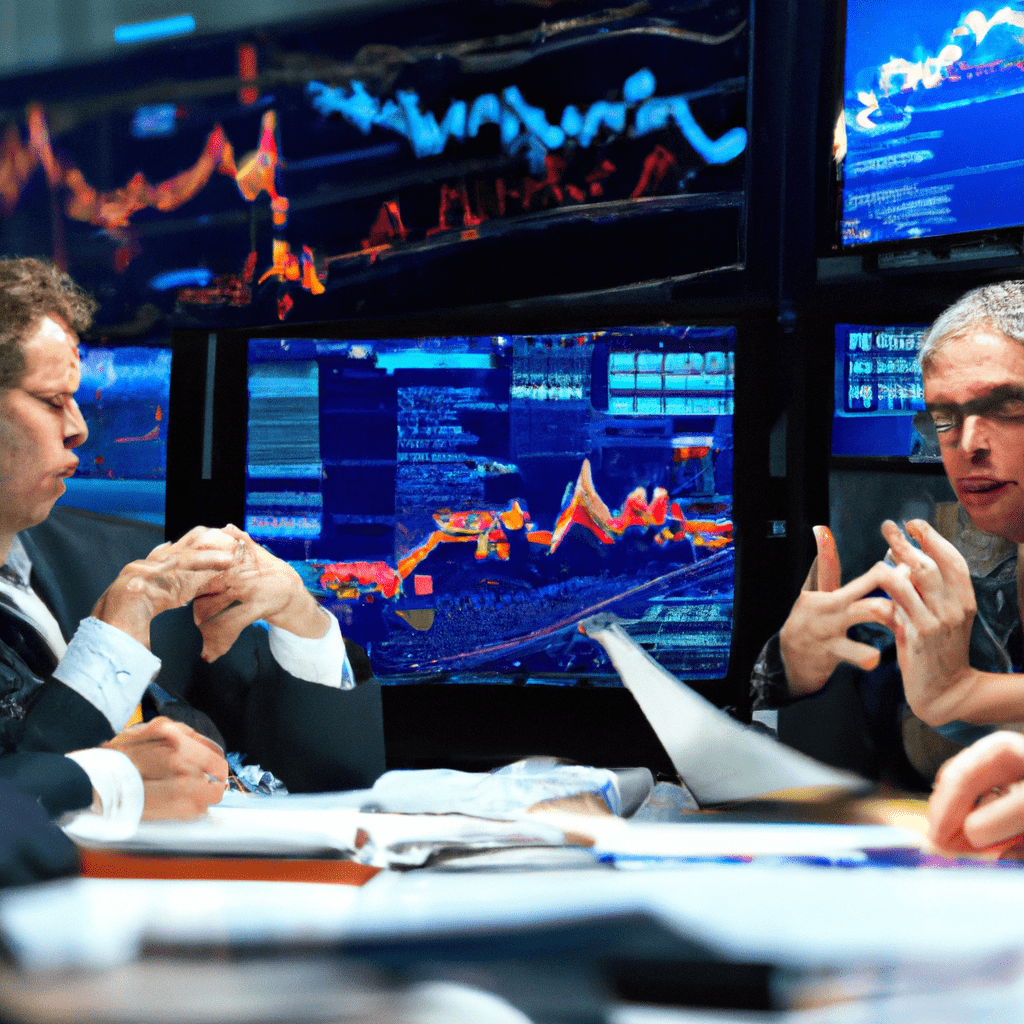 A group of financial experts discussing investment opportunities, with graphs and charts in the background, symbolizing bond issuers and their motivations for issuing bonds.. Sigma 85 mm f/1.4. No text.